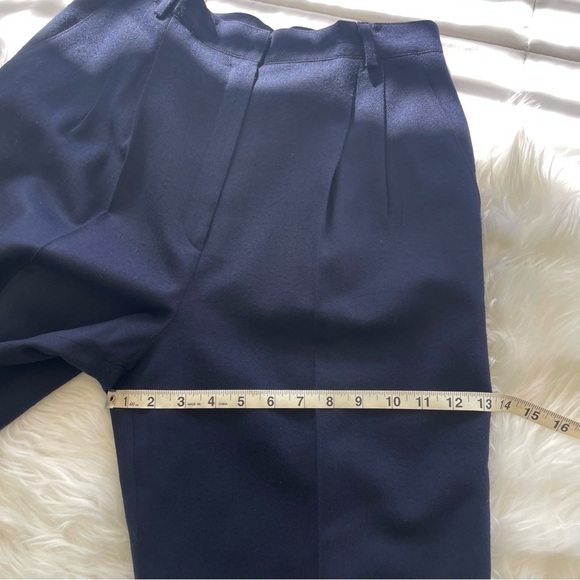 Vintage Doncaster Wool Trousers/Slacks Navy Blue High Waisted Pleated Size 10 - Picture 12 of 13